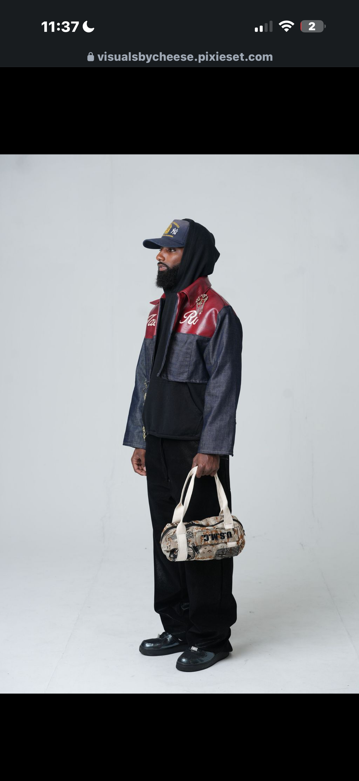 small navy duffel